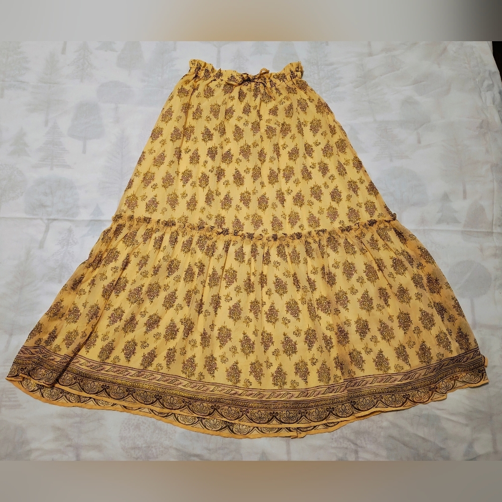 BNWT Patrons Of Peace Boho Floral Yellow Skirt
